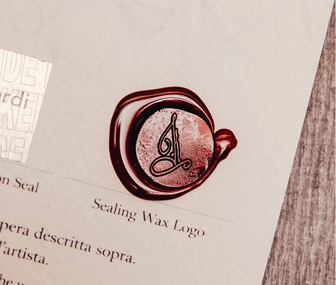 Kende stampe fine art — wax seal detail on Hahnemühle 308 gsm paper