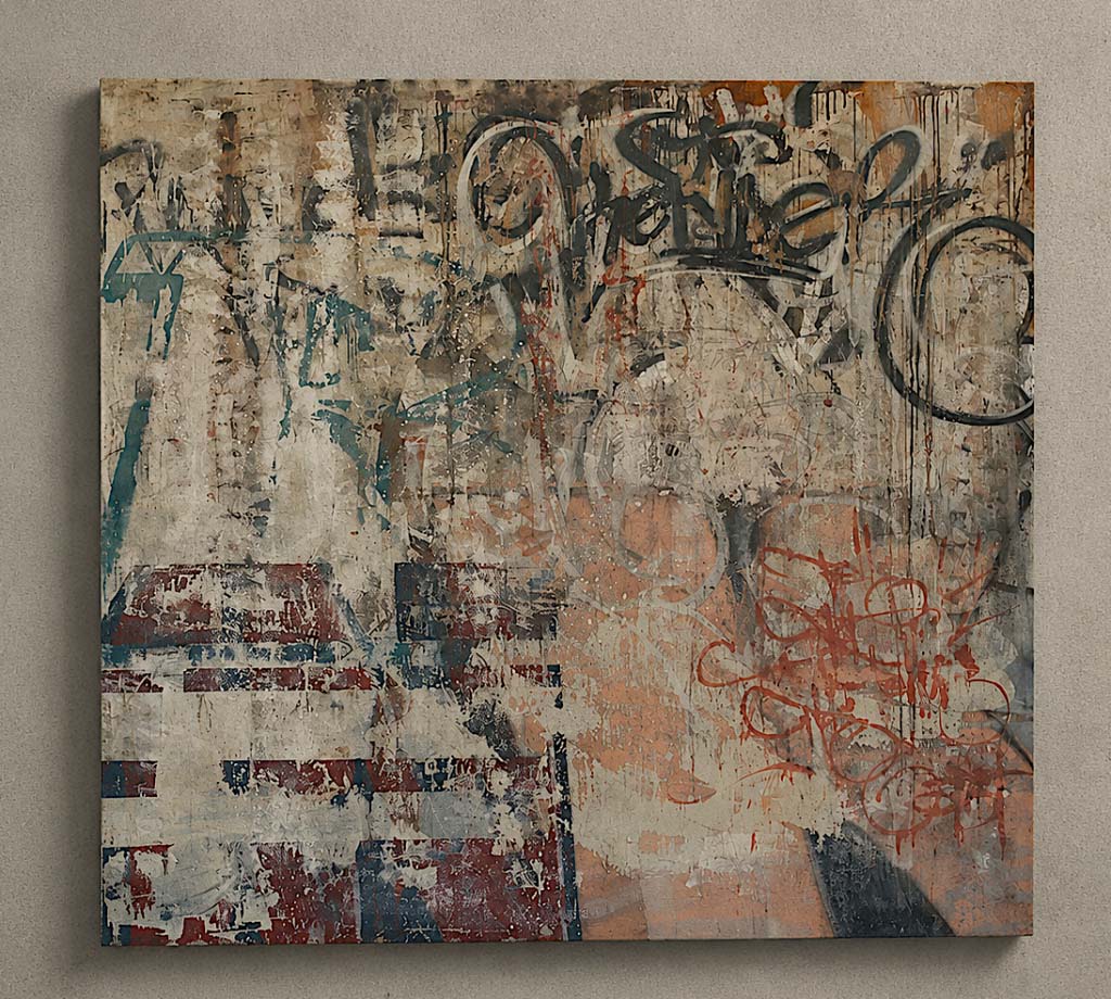 Opera originale di Kende realizzata nel 2009 con tecnica mista su legno