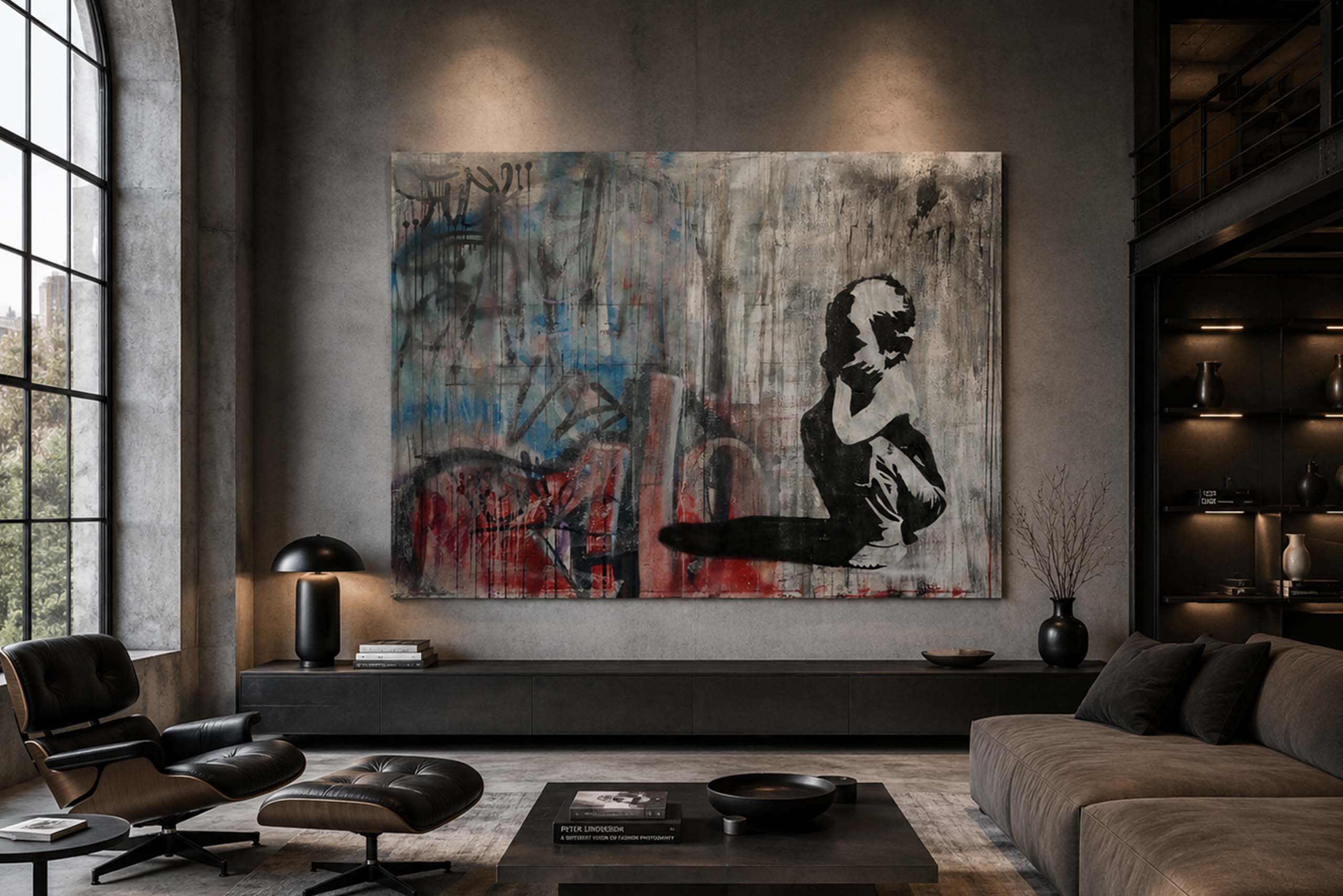 Frame in Mind è un’opera originale realizzata da Kende nel 2009. La composizione raffigura un bambino che osserva l’oceano, simbolo di contemplazione, scoperta e possibilità. Per la realizzazione della figura l’artista utilizza la tecnica dello stencil come tributo a Blek le Rat, figura pionieristica dell’arte urbana contemporanea. Attraverso l’incontro tra immagine figurativa, calligrafia urbana e pittura contemporanea, l’opera esplora il rapporto tra percezione, memoria e immaginazione, trasformando l’orizzonte marino in una metafora dell’infinito e della ricerca personale.