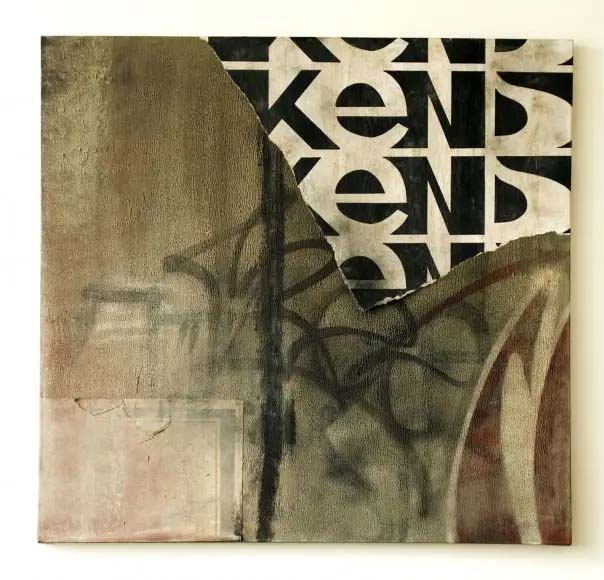 The first panel in the Graffiti History series, this 100x100 cm work on wood introduces the modular language that runs through the entire cycle. The composition develops research into the visual genealogy of European writing through repetition, variation, and layering of the mark. Created in 2010 using mixed media on wood, the work is now in a private collection.