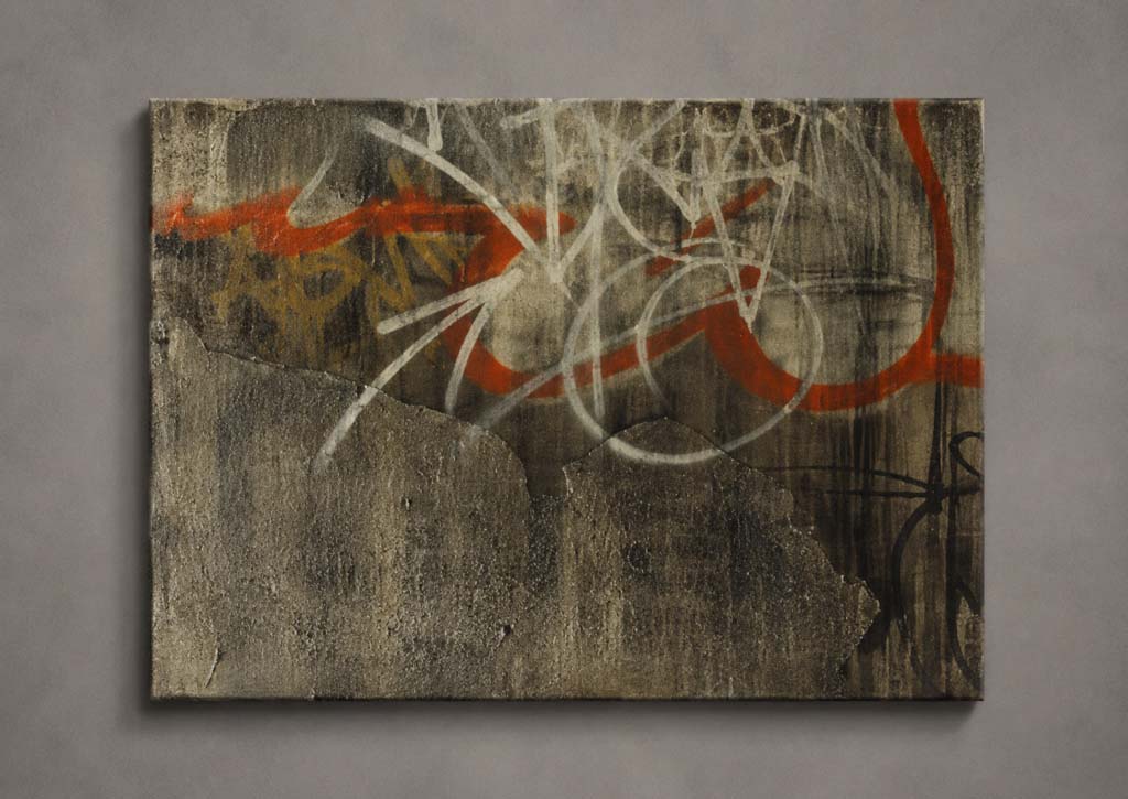 Original work from the Still Got Love for the Streets series. Urban calligraphy, material layering, and the memory of European writing merge in Kende's contemporary research.